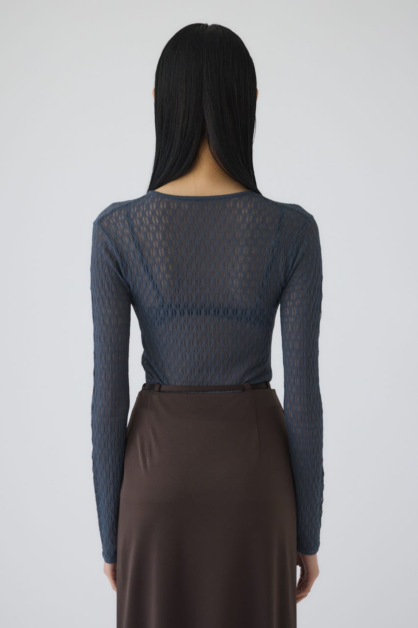 Lace knitting tops D/BLU FREE