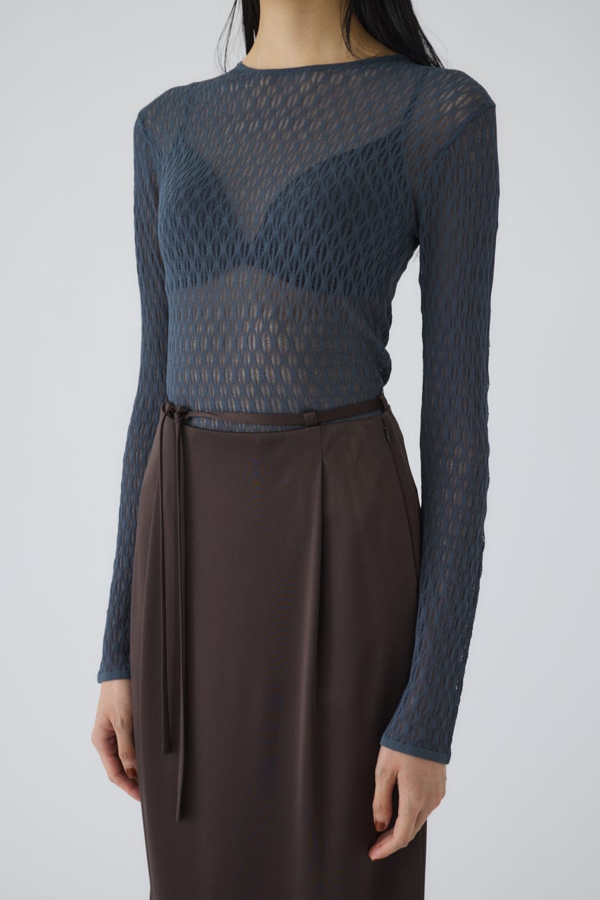 Lace knitting tops D/BLU FREE