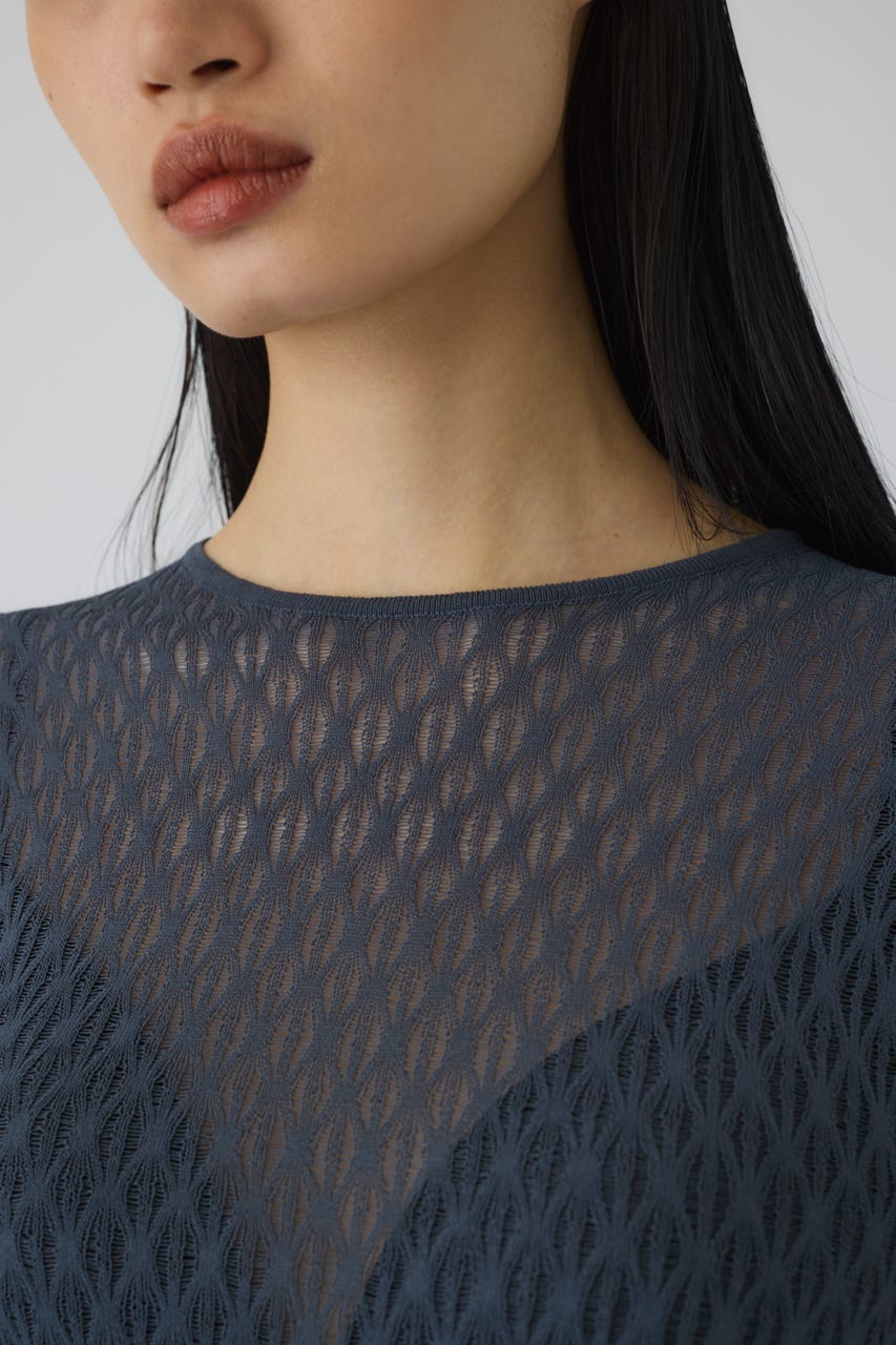 Lace knitting tops D/BLU FREE