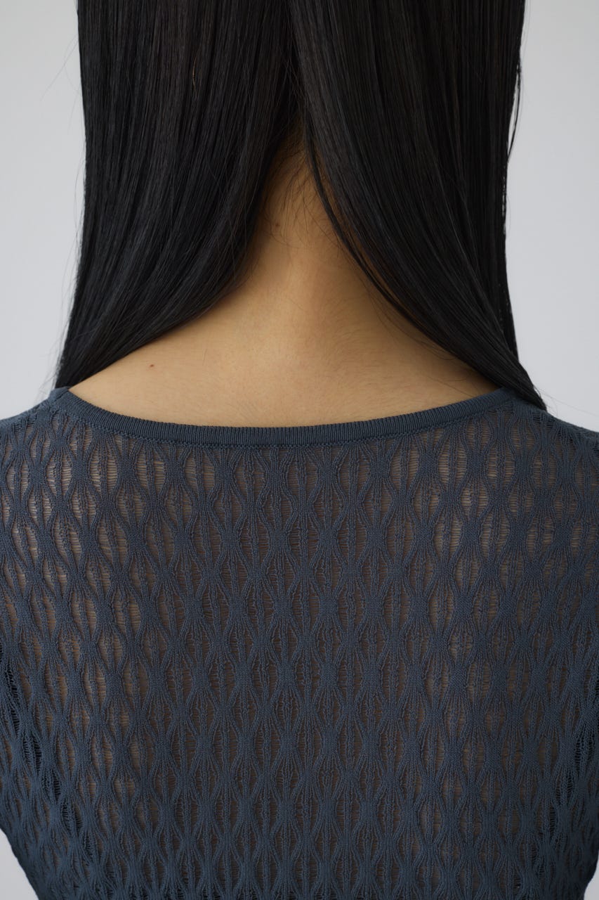 Lace knitting tops D/BLU FREE