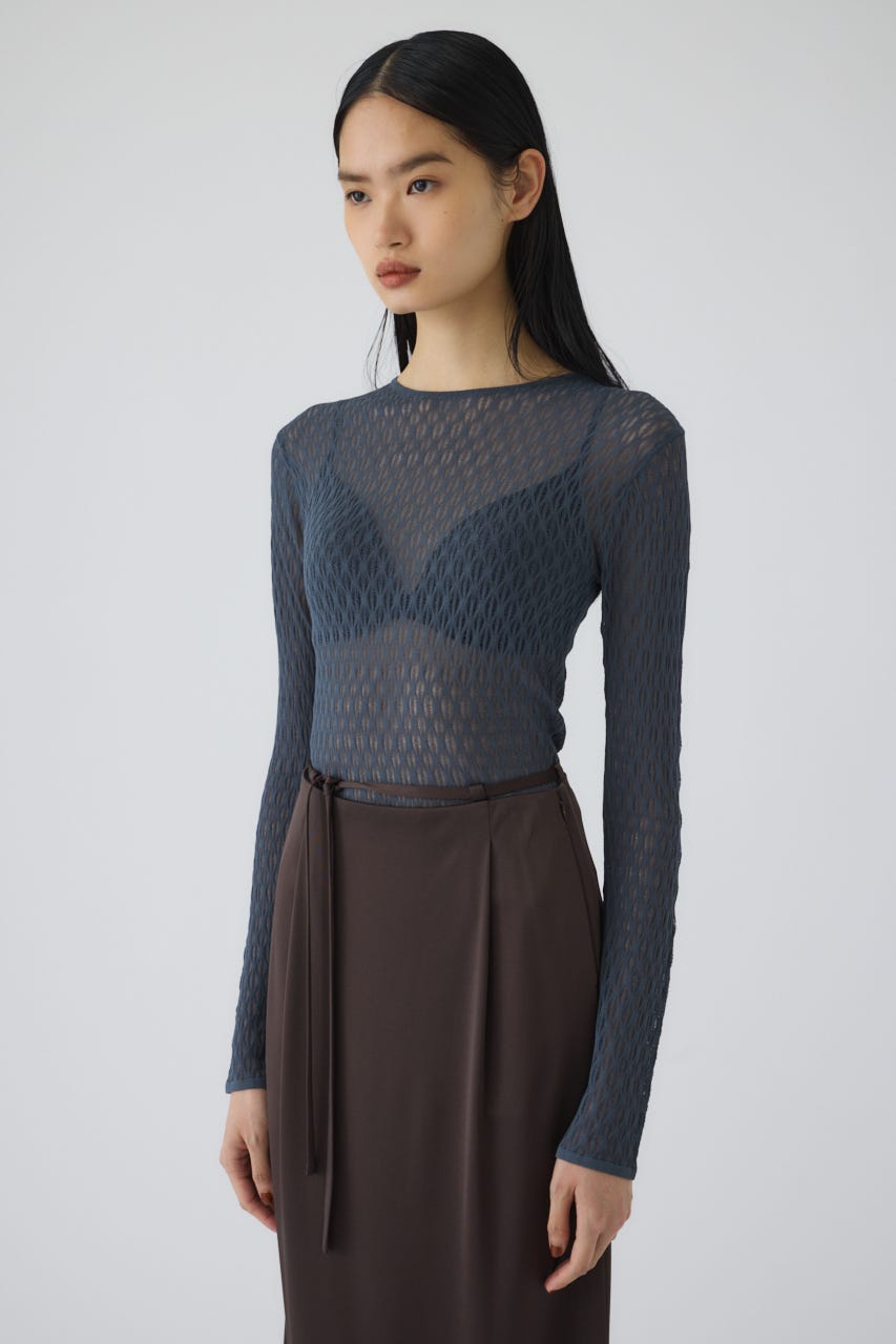 Lace knitting tops D/BLU FREE