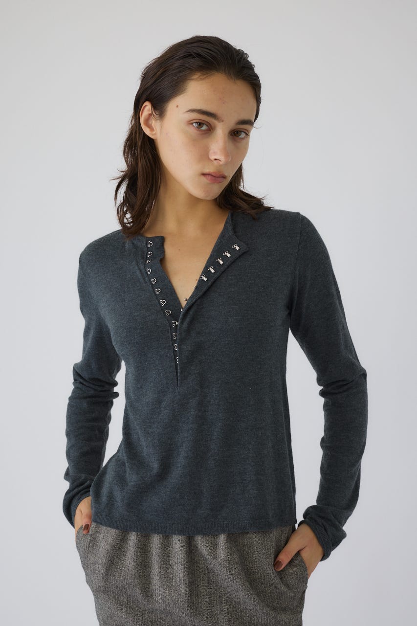 10/8- order start Hook design silk blend knit GRY FREE