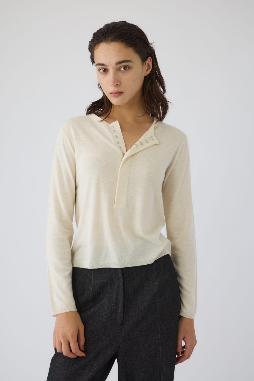 Hook design silk blend knit IVOY FREE