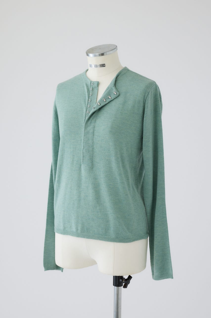 Hook design silk blend knit L/GRN FREE