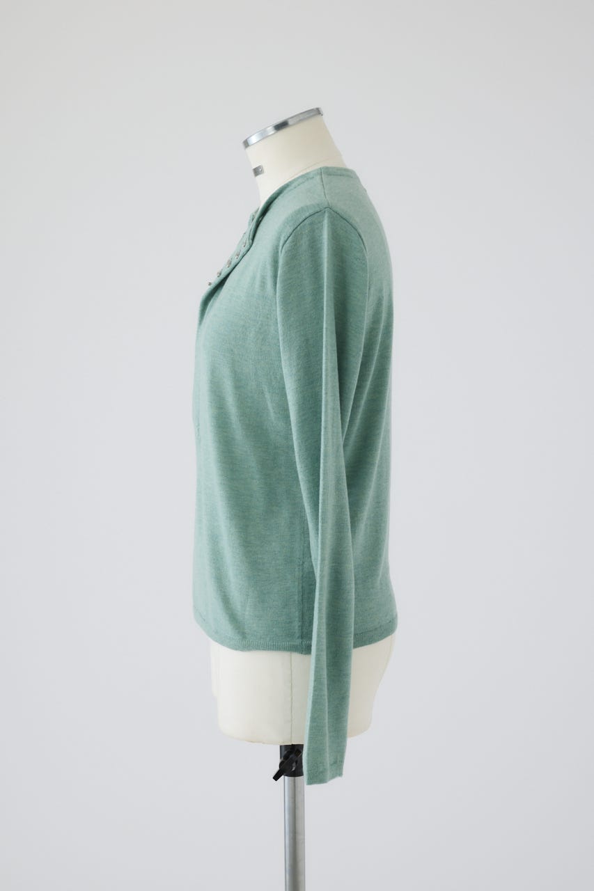 Hook design silk blend knit L/GRN FREE