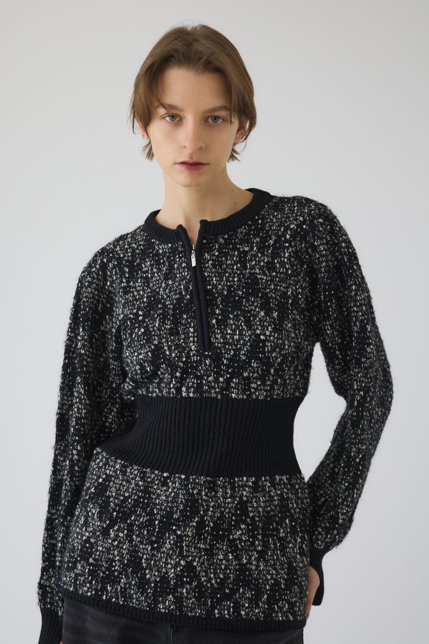 11/7- order start Waist switching knit tops BLK FREE