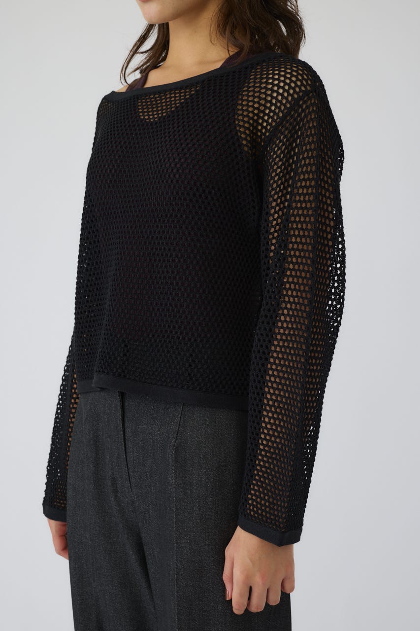 See through long sleeve tops BLK FREE