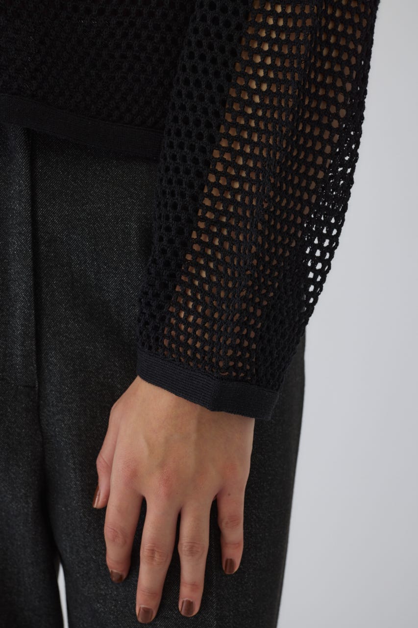 See through long sleeve tops BLK FREE