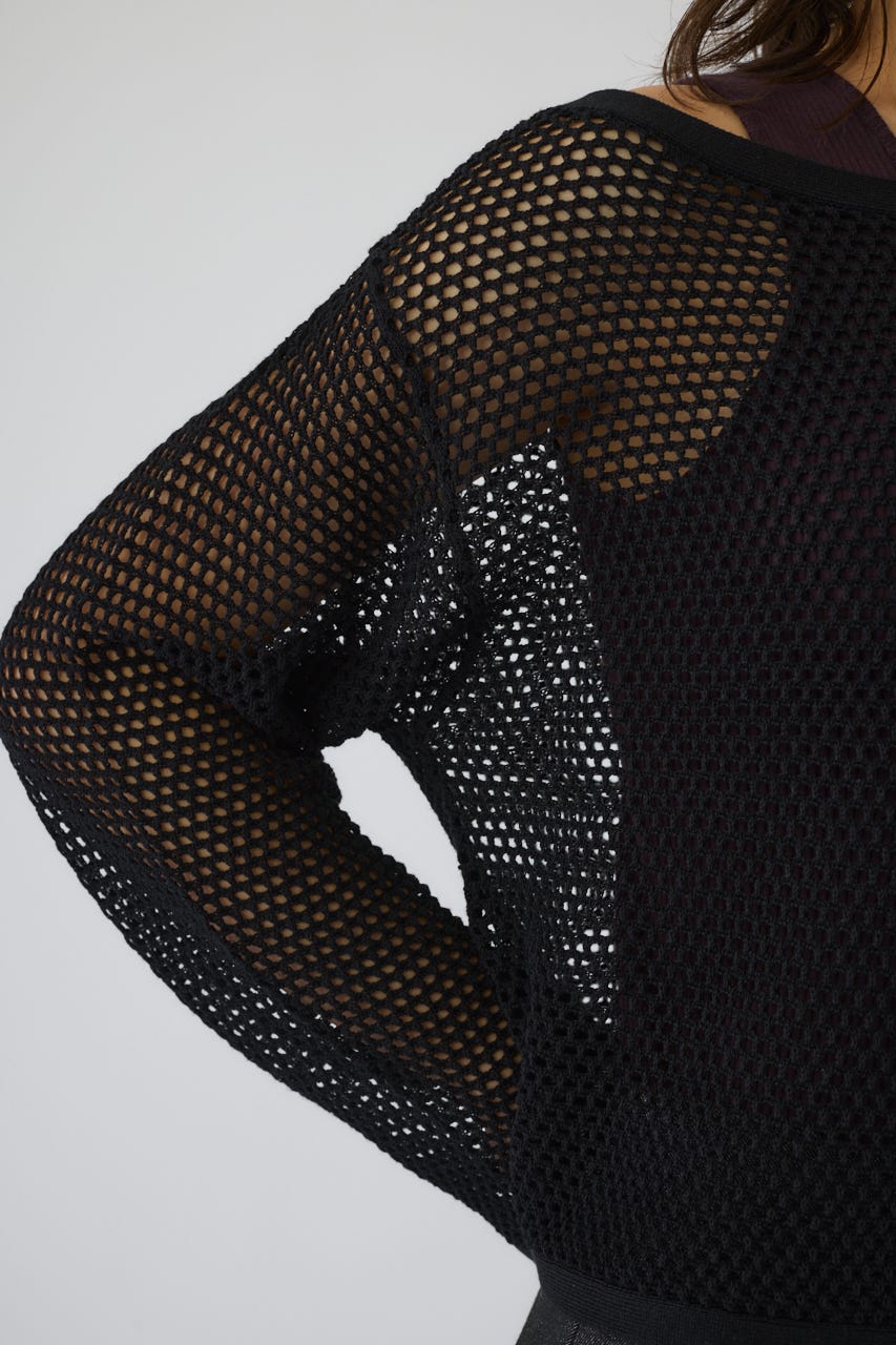 See through long sleeve tops BLK FREE