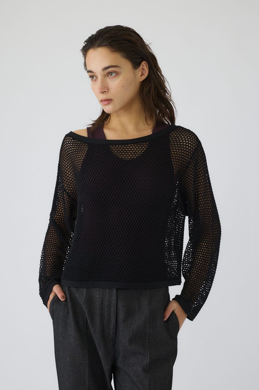 See through long sleeve tops BLK FREE