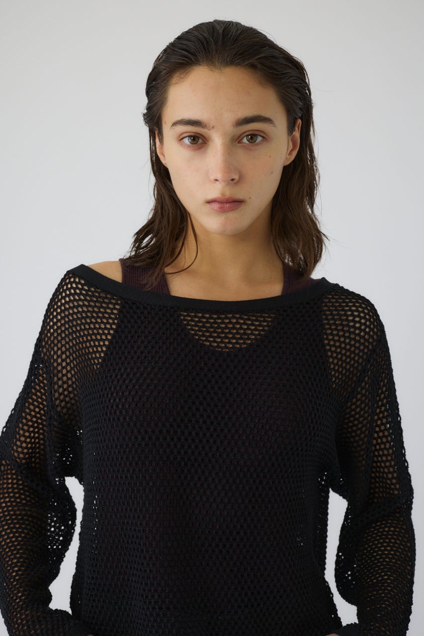 See through long sleeve tops BLK FREE