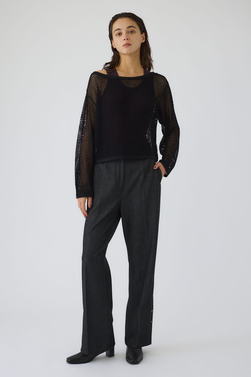 See through long sleeve tops BLK FREE