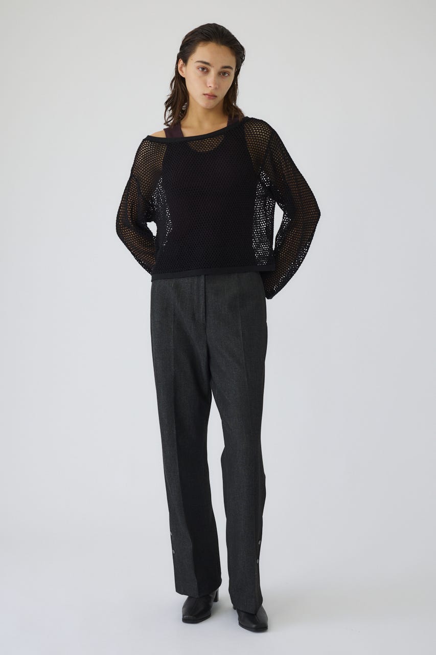 See through long sleeve tops BLK FREE