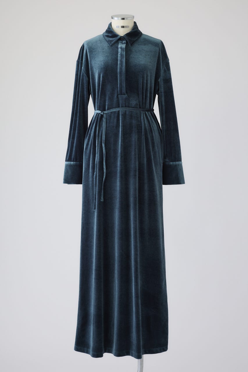 10/8- order start Velour shirt dress D/BLU 36