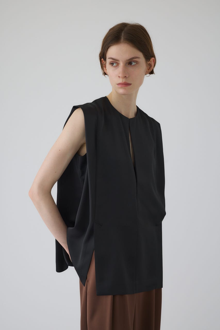 7/2- pre order start Satin chic vest BLK FREE