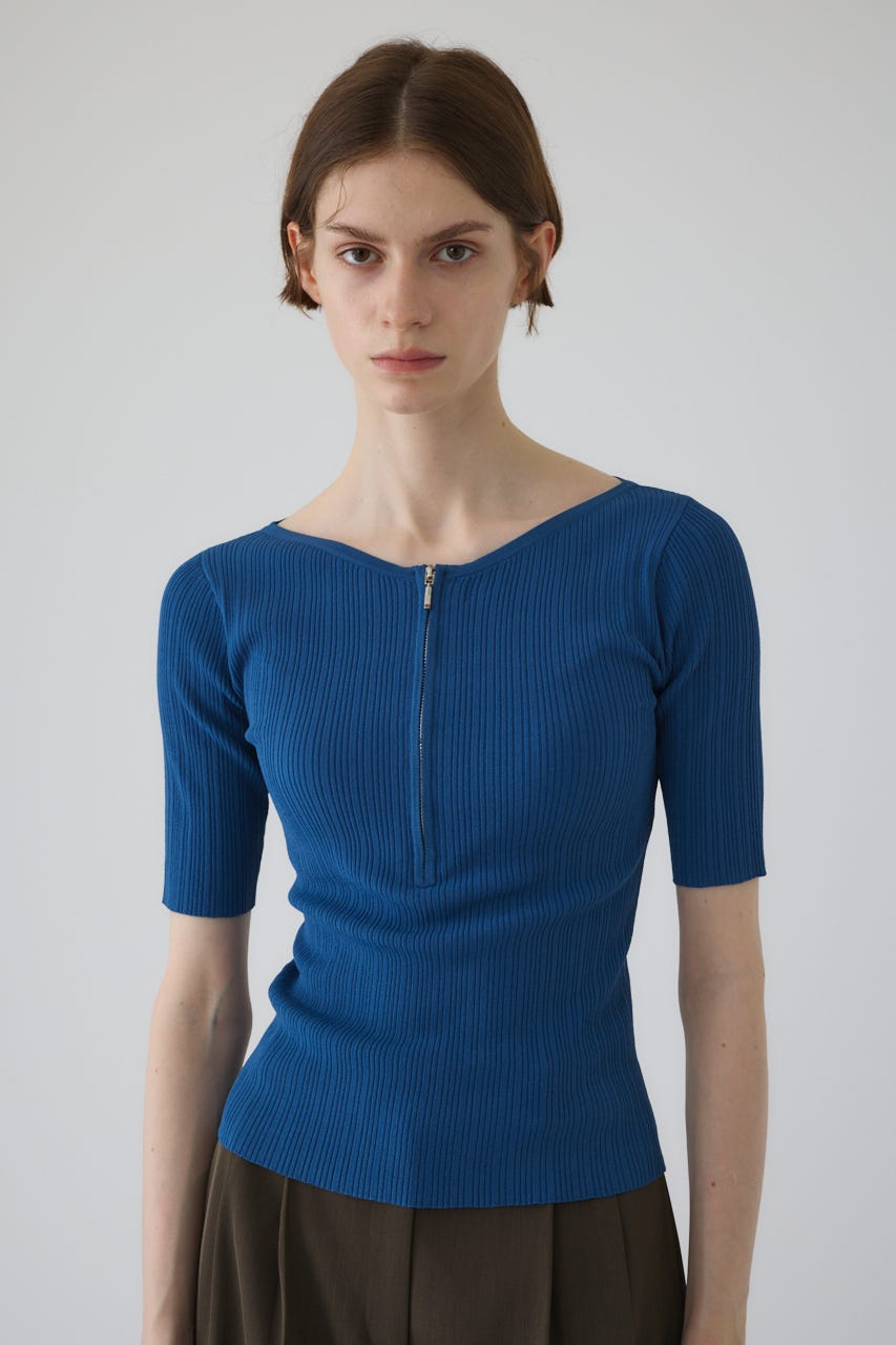 7/2- order start Rib zipper knit tops BLU FREE