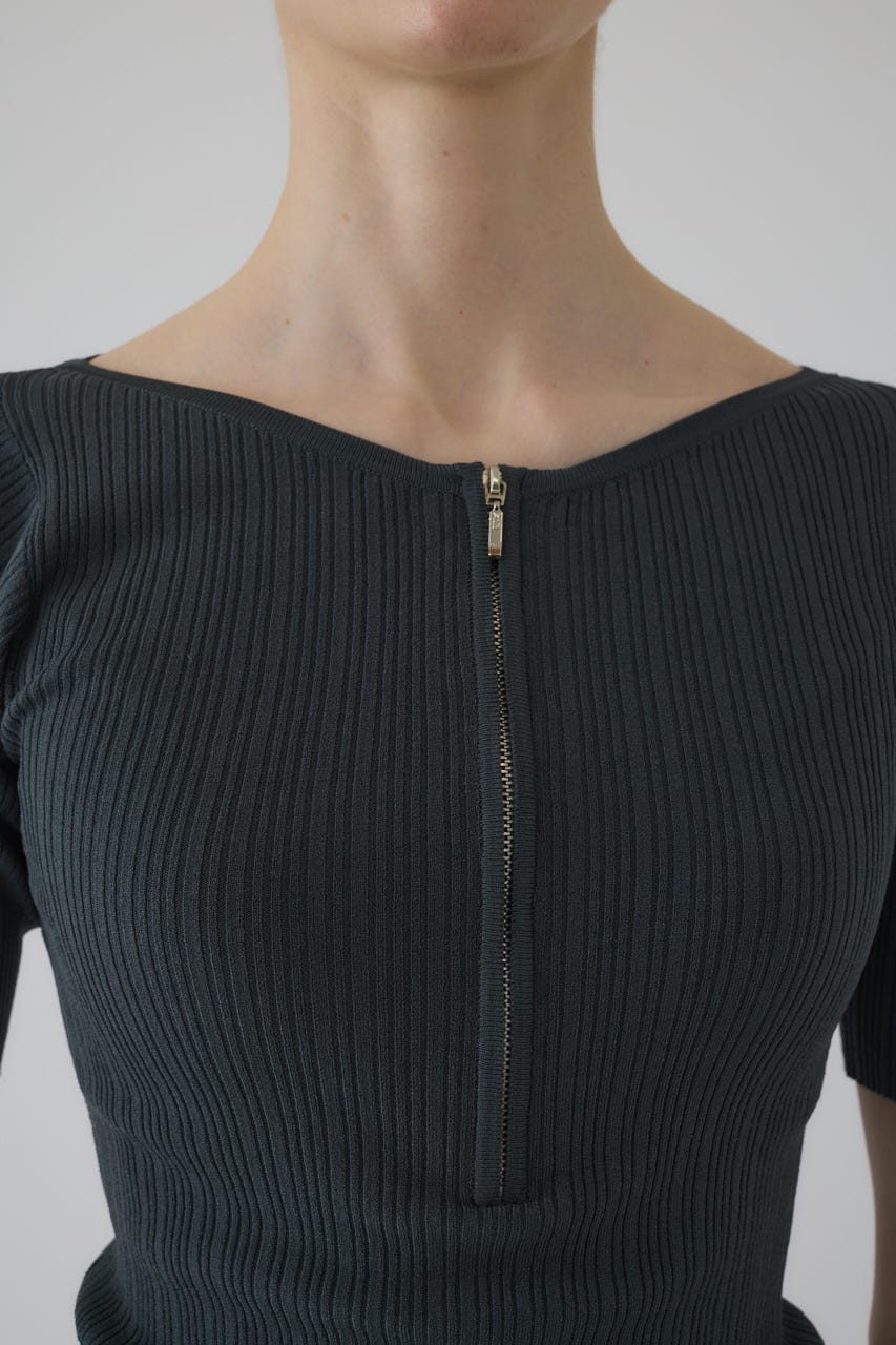 【8/26まで】MULTI SHOULDER PARTS RIB TOPS M-VERA-LS Off-the-shoulder top in ribbed knit｜マルチカラー