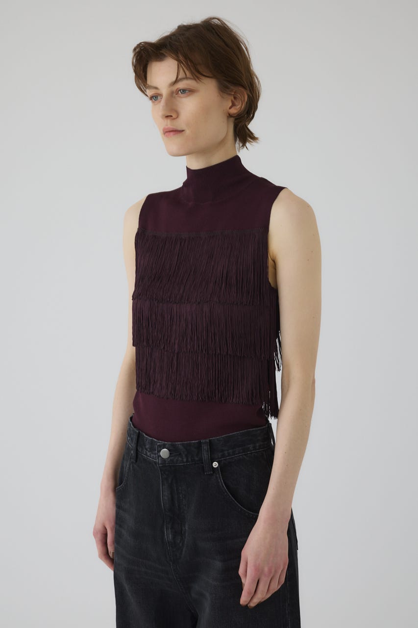 RIM.ARK Fringe N/S knit tops ブラウン RIM.ARK | Fringe N/S knit tops (KNITWEAR ) |RIM.ARK ONLINE STORE