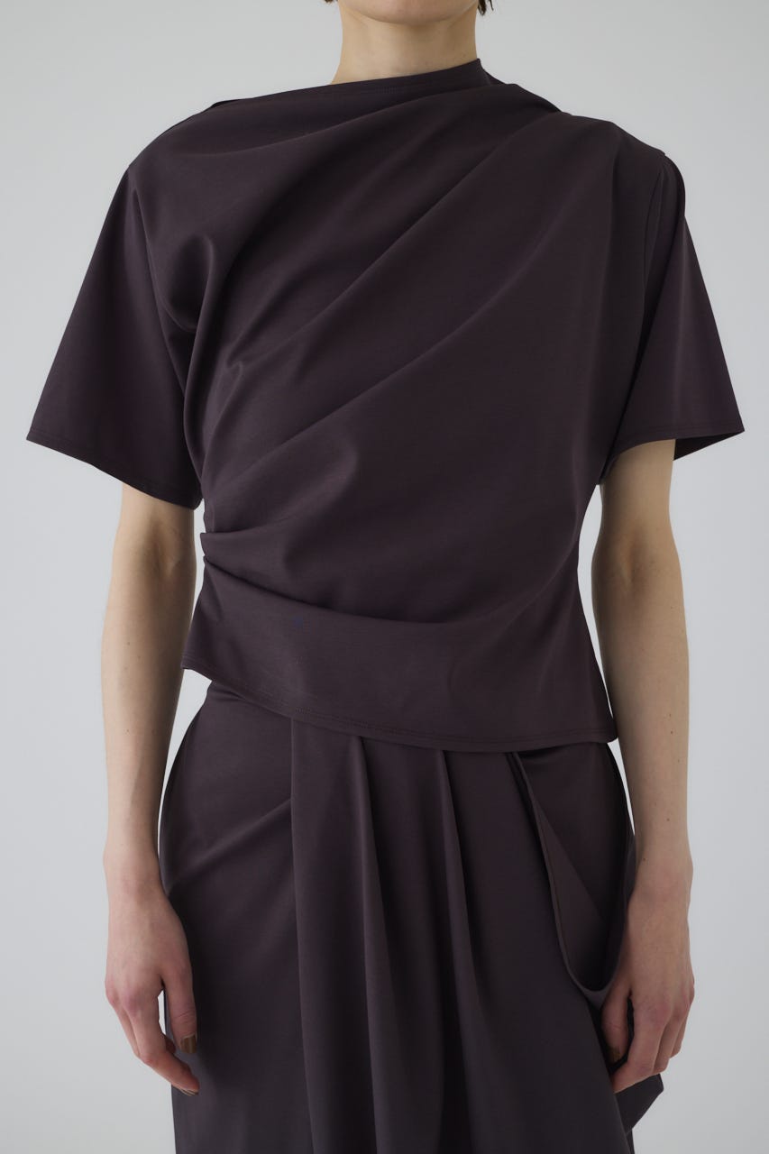 RIM.ARK | Asymmetry tuck cut tops (T-SHIRT(SHORT SLEEVE