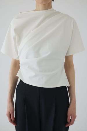 RIM.ARK | Asymmetry tuck cut tops (T-SHIRT(SHORT SLEEVE