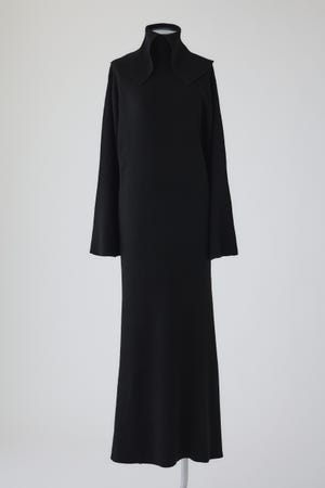 Long high collar knit dress