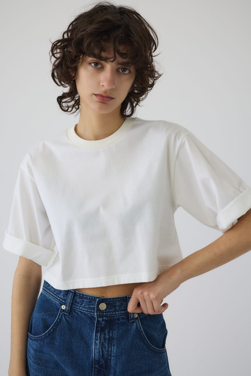 New basic short tee WHT FREE