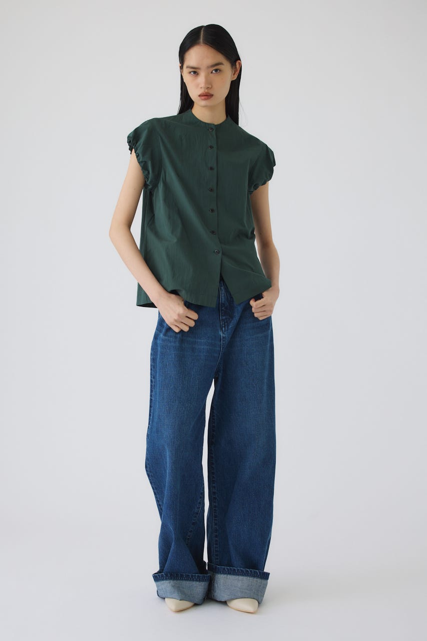 7/15- order start Bottle neck volume blouse GRN FREE