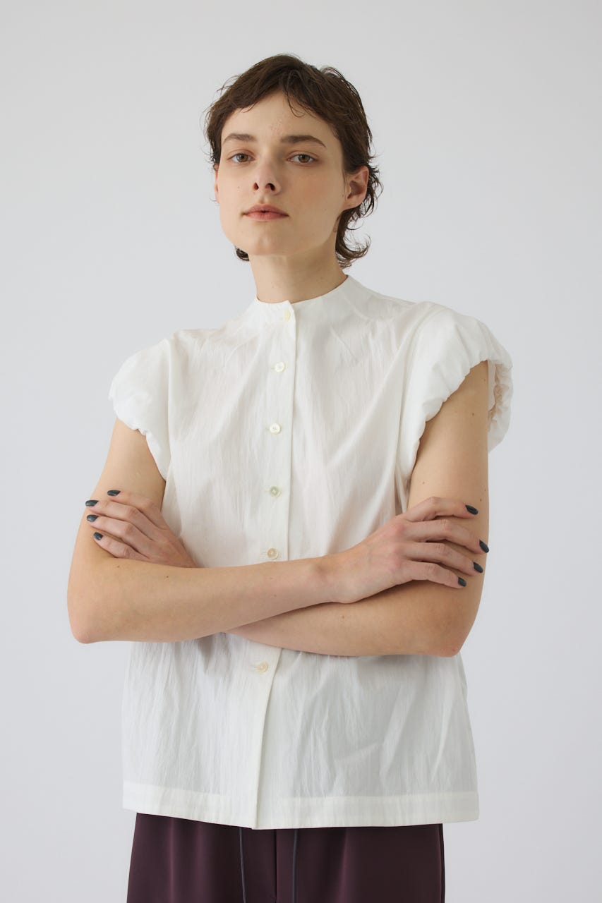 7/15- order start Bottle neck volume blouse WHT FREE