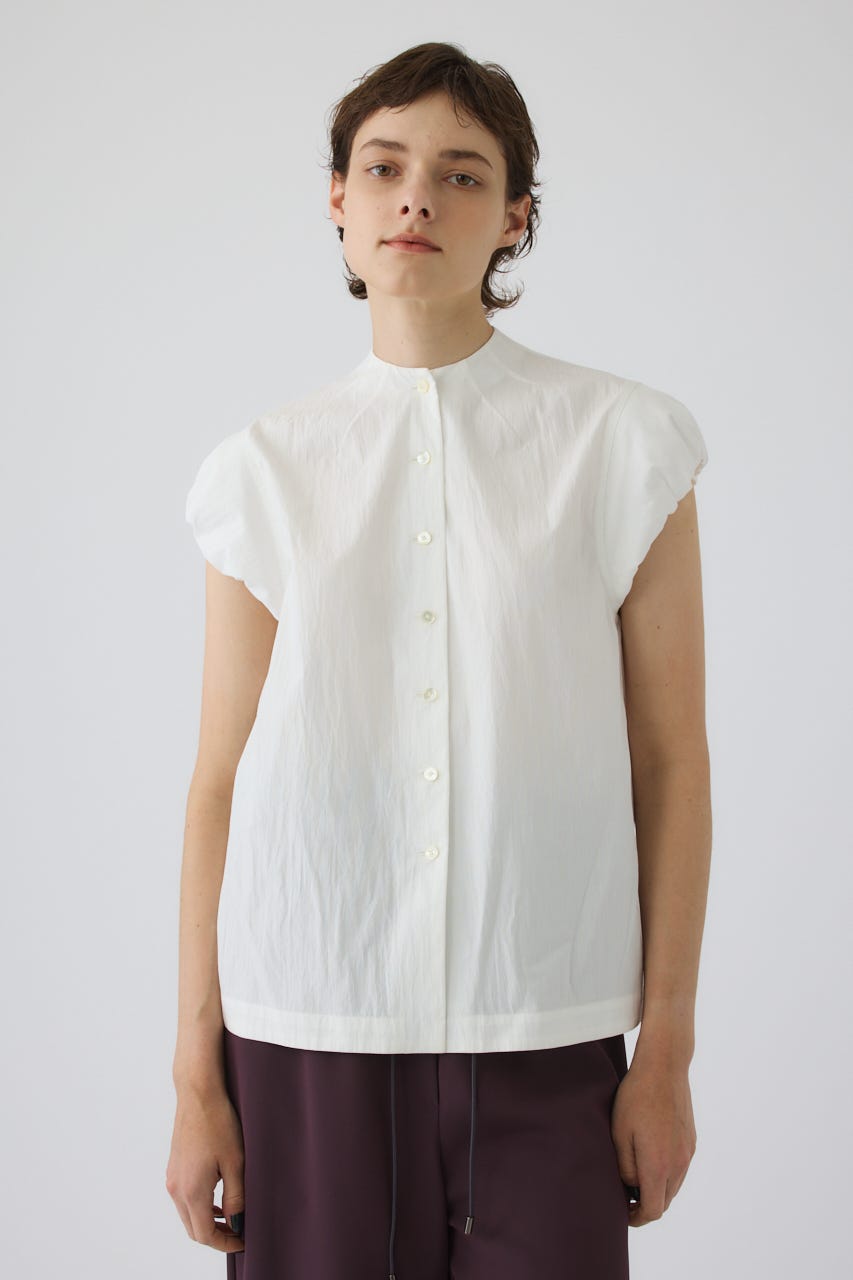 7/15- order start Bottle neck volume blouse WHT FREE