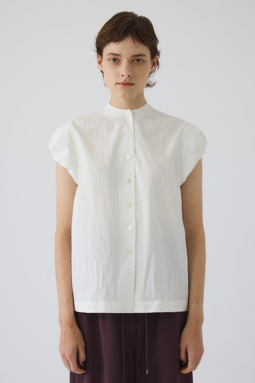7/15- order start Bottle neck volume blouse WHT FREE