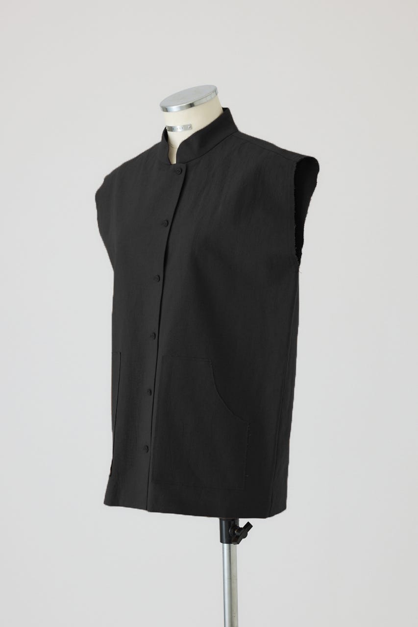 7/1- order start Linen mix box vest BLK FREE