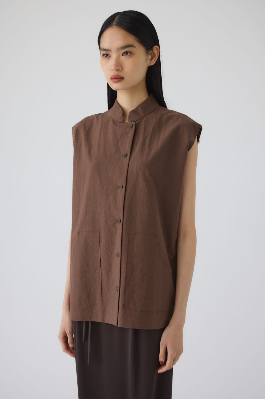 7/1- order start Linen mix box vest BRN FREE