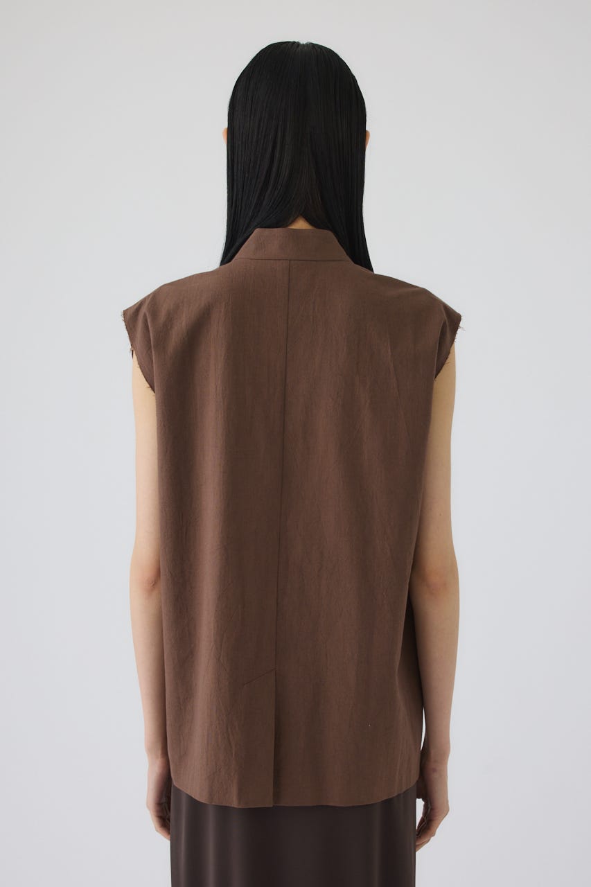 7/1- order start Linen mix box vest BRN FREE