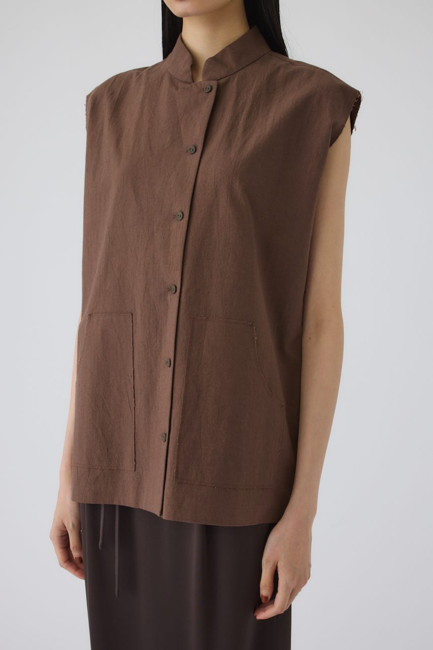 7/1- order start Linen mix box vest BRN FREE