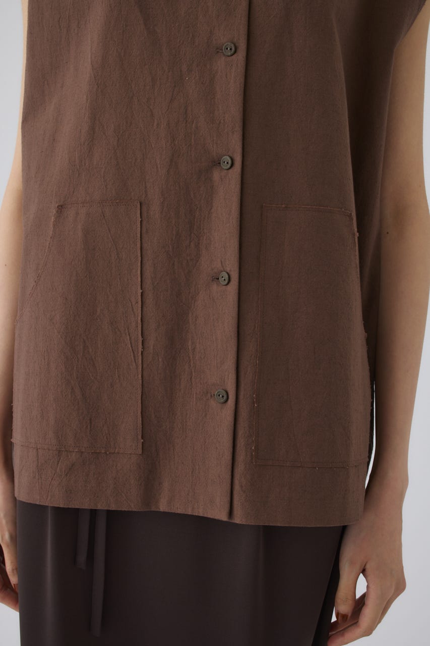 7/1- order start Linen mix box vest BRN FREE