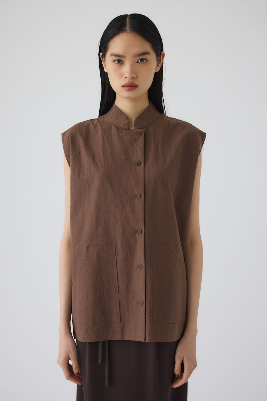 7/1- order start Linen mix box vest BRN FREE