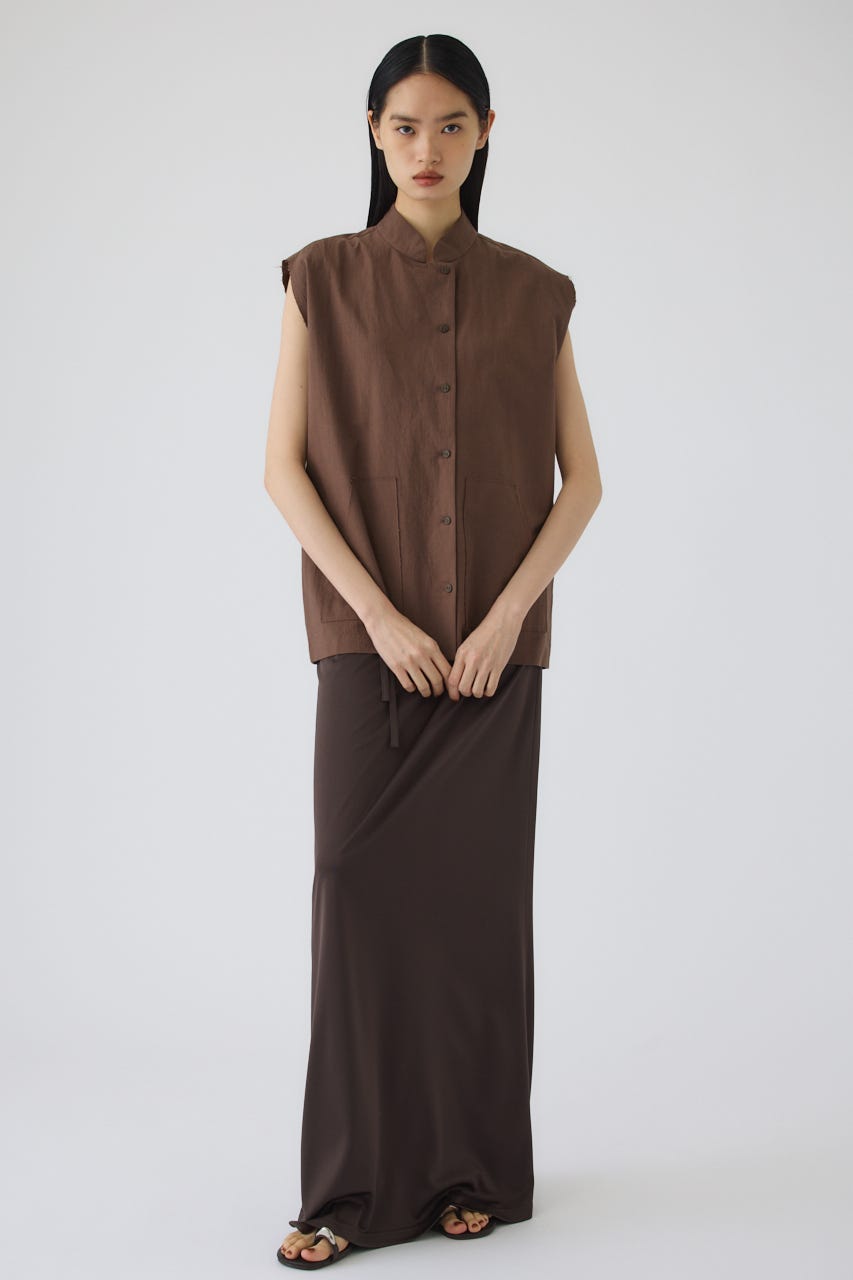 7/1- order start Linen mix box vest BRN FREE
