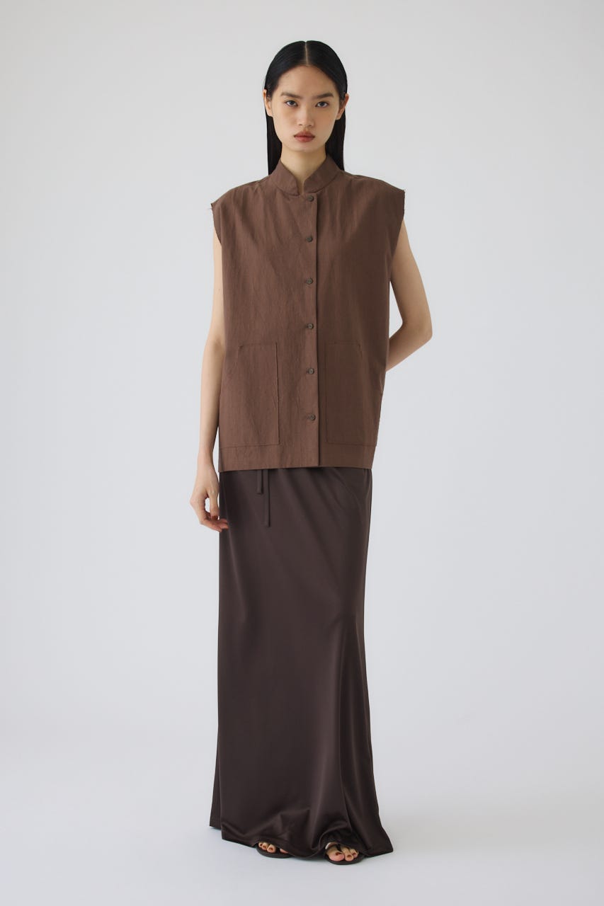 7/1- order start Linen mix box vest BRN FREE