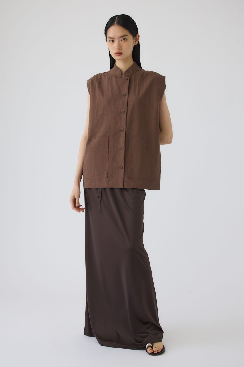 7/1- order start Linen mix box vest BRN FREE