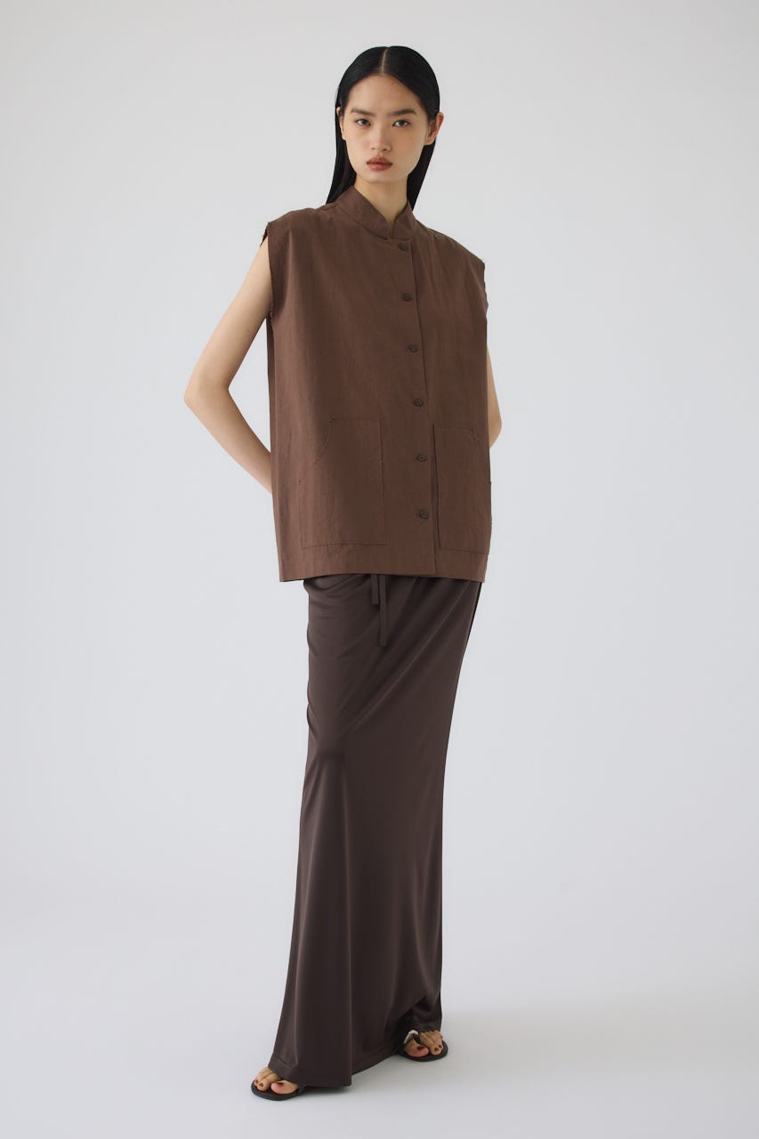 7/1- order start Linen mix box vest BRN FREE