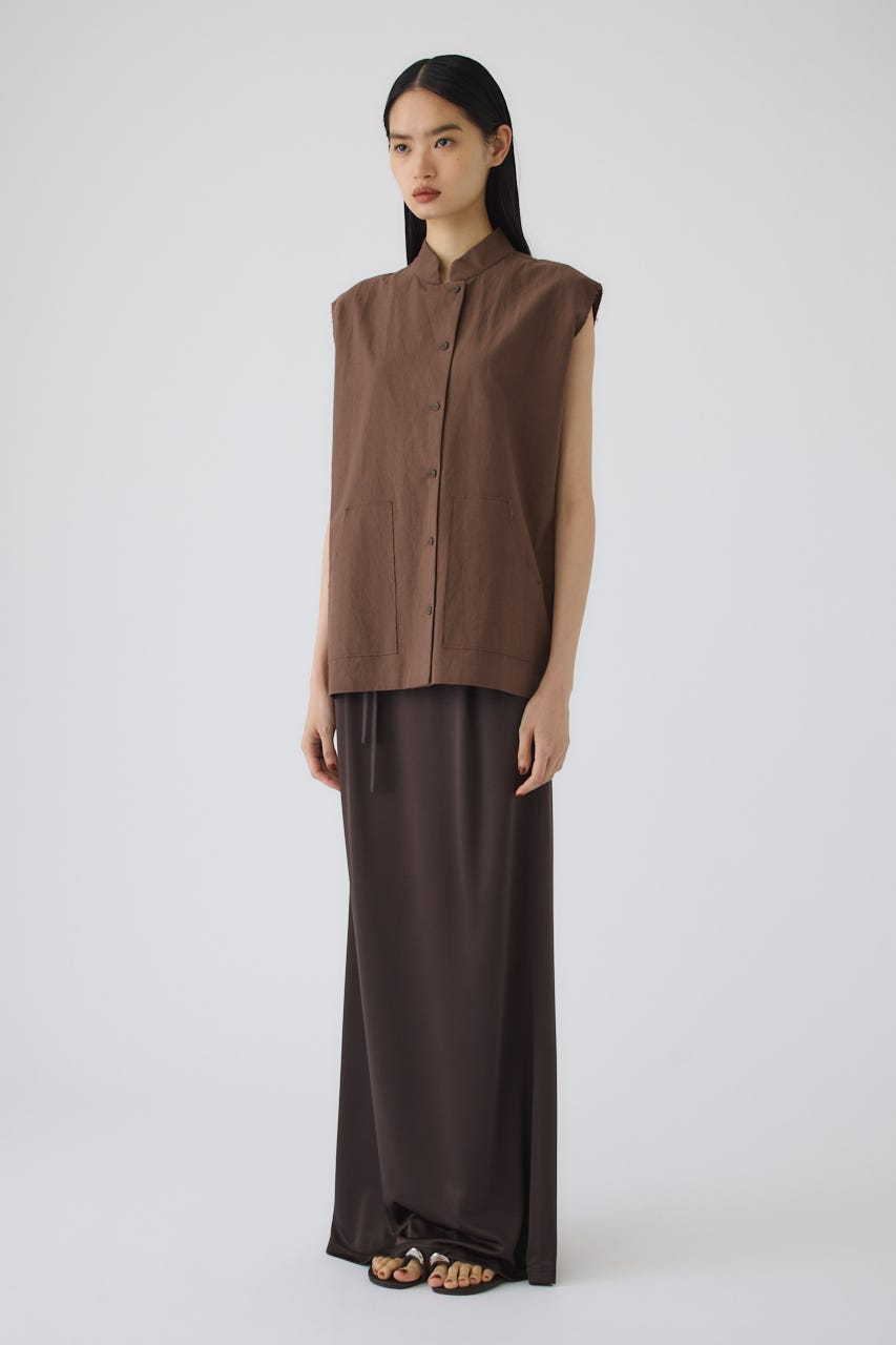 7/1- order start Linen mix box vest BRN FREE