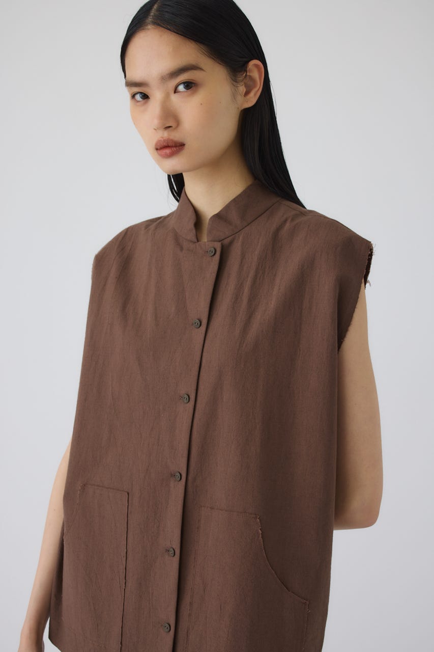 7/1- order start Linen mix box vest BRN FREE