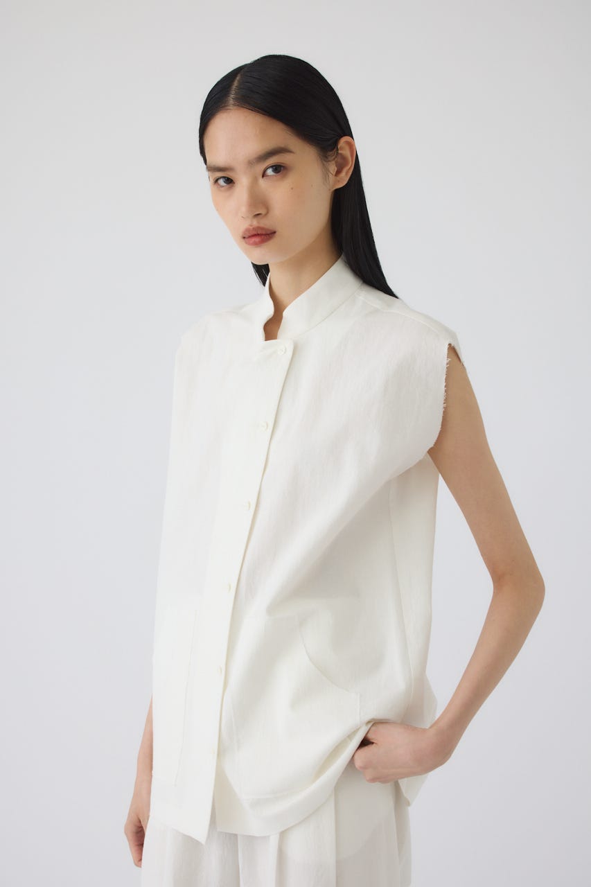 7/1- order start Linen mix box vest WHT FREE