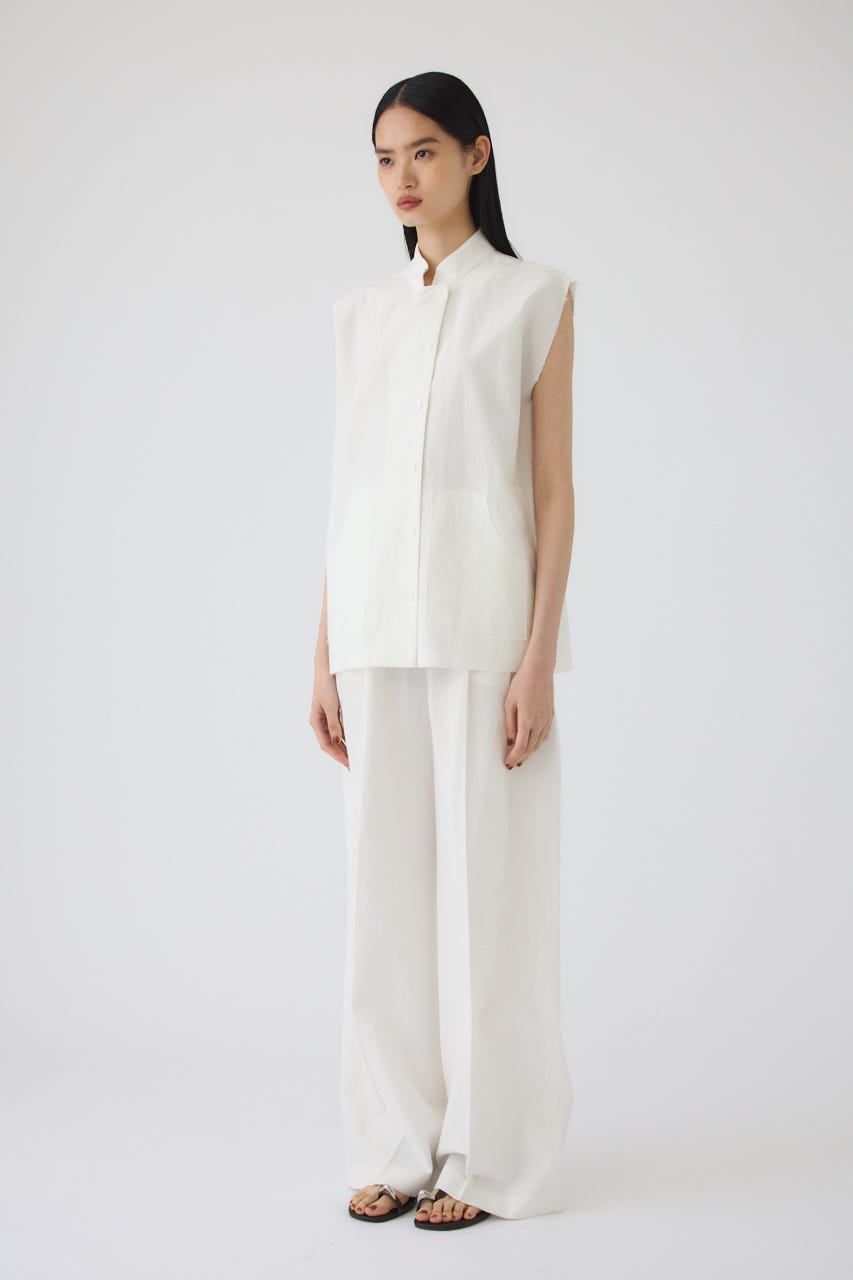 7/1- order start Linen mix box vest WHT FREE
