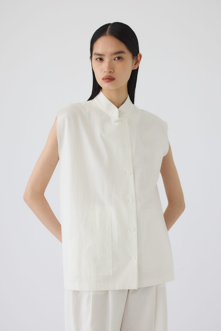 7/1- order start Linen mix box vest WHT FREE