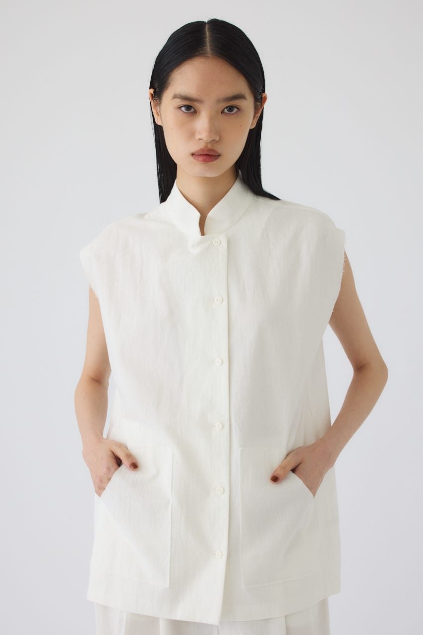 7/1- order start Linen mix box vest WHT FREE