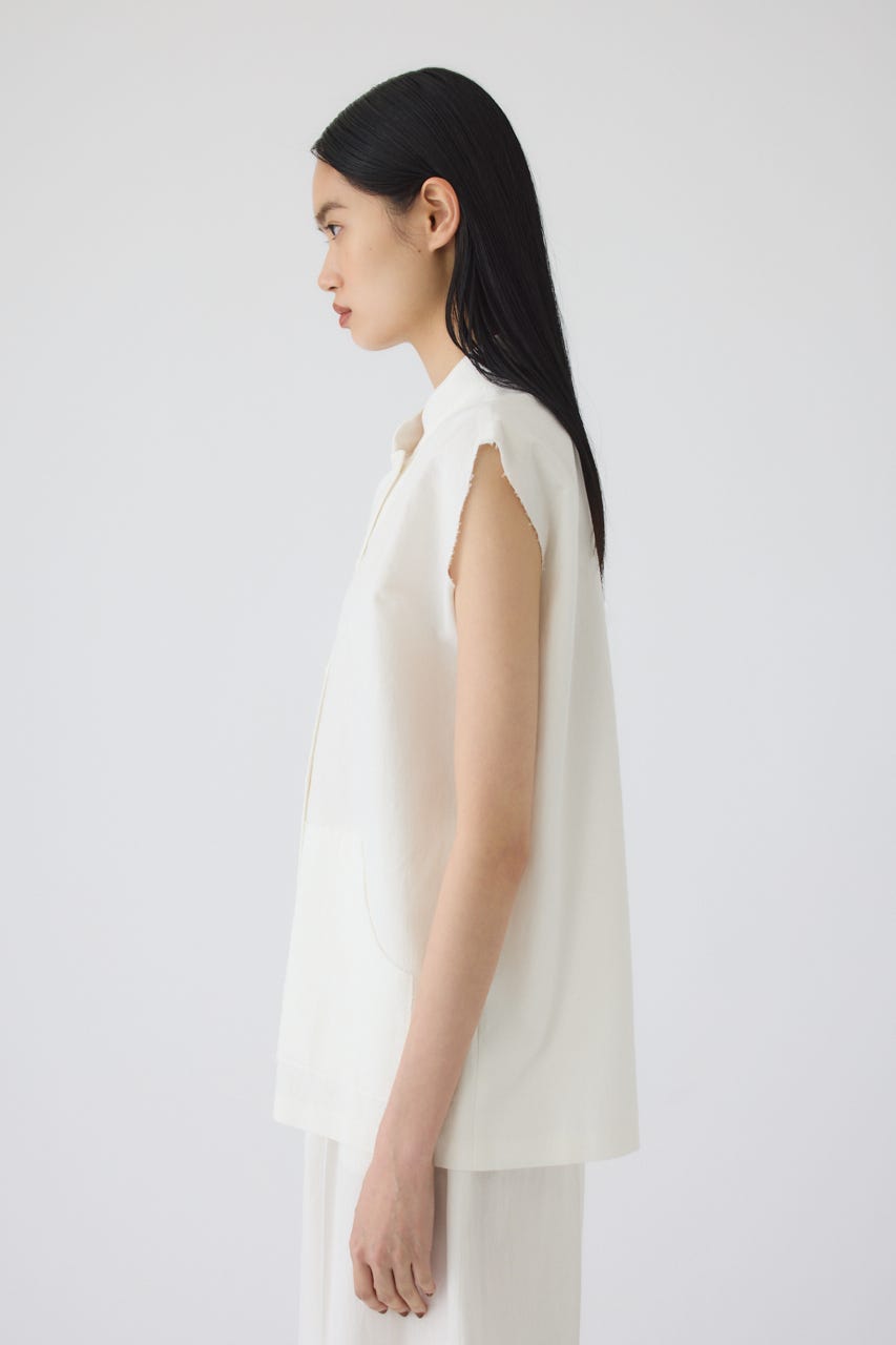 7/1- order start Linen mix box vest WHT FREE