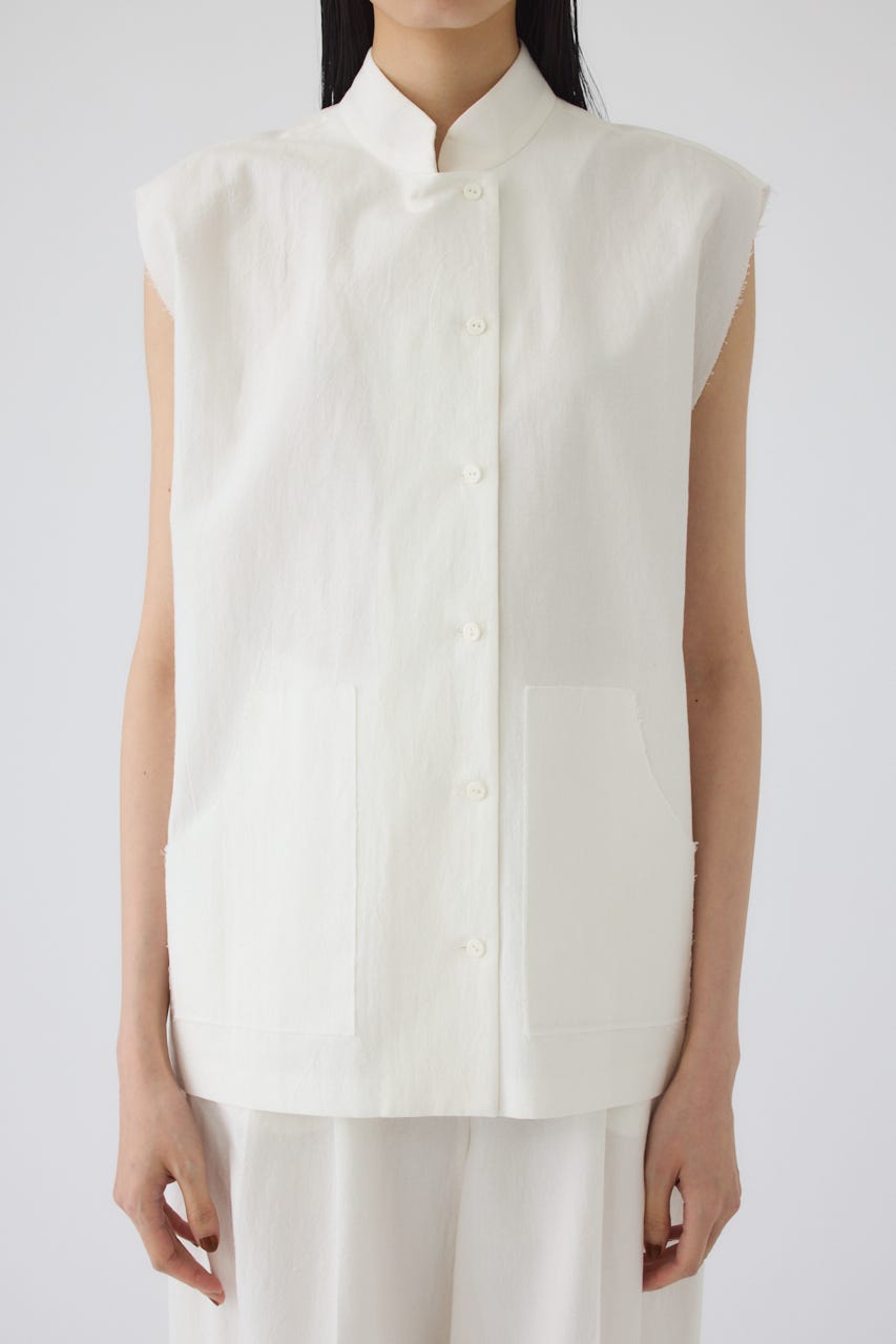 7/1- order start Linen mix box vest WHT FREE