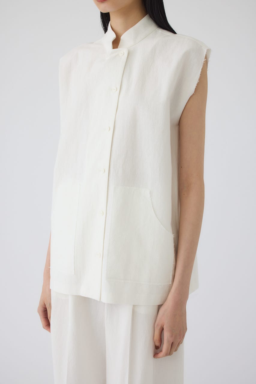 7/1- order start Linen mix box vest WHT FREE
