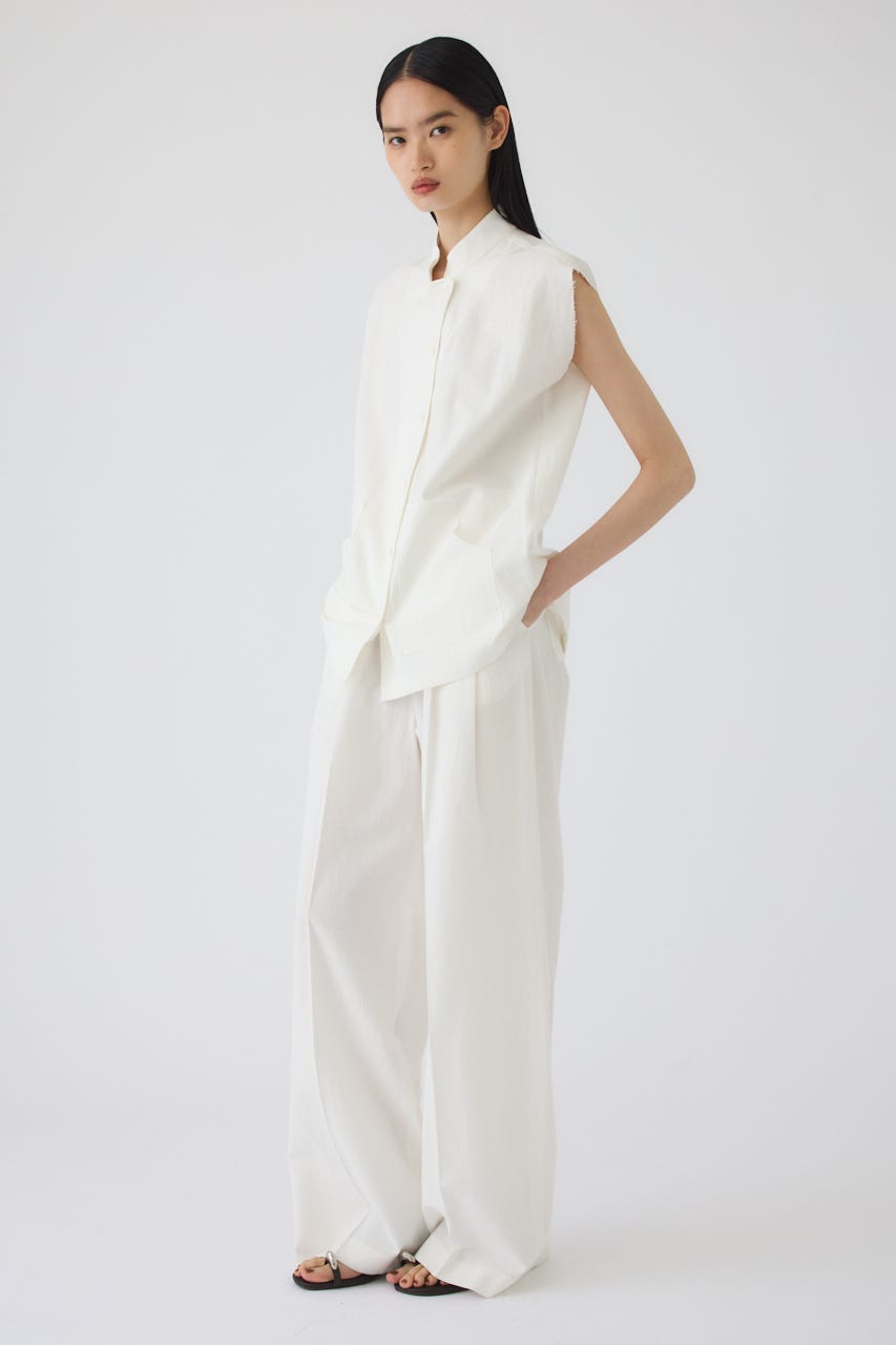 7/1- order start Linen mix box vest WHT FREE